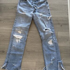 Vintage 1990’s Levi's Light Blue Distressed Straight Leg Jeans